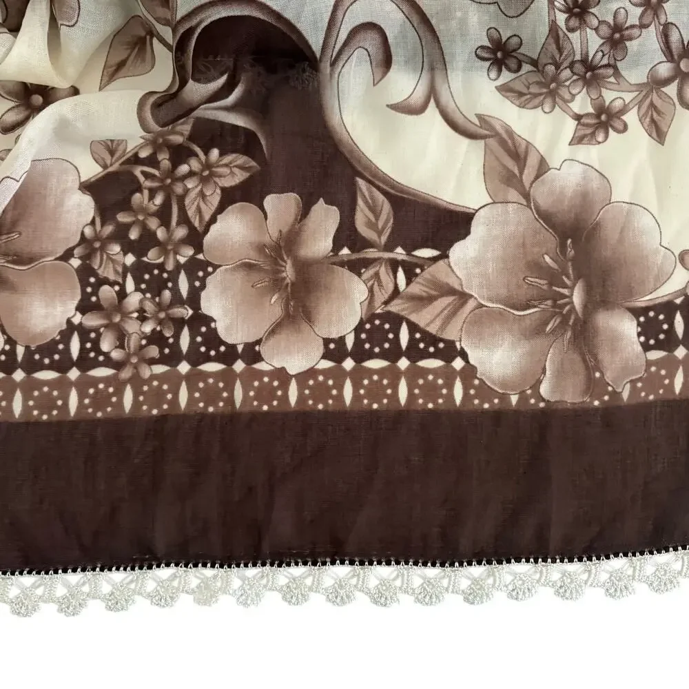 Vintage Y2K Eripek Turkey Floral Crochet Lace Trim Scarf Wrap Boho 36